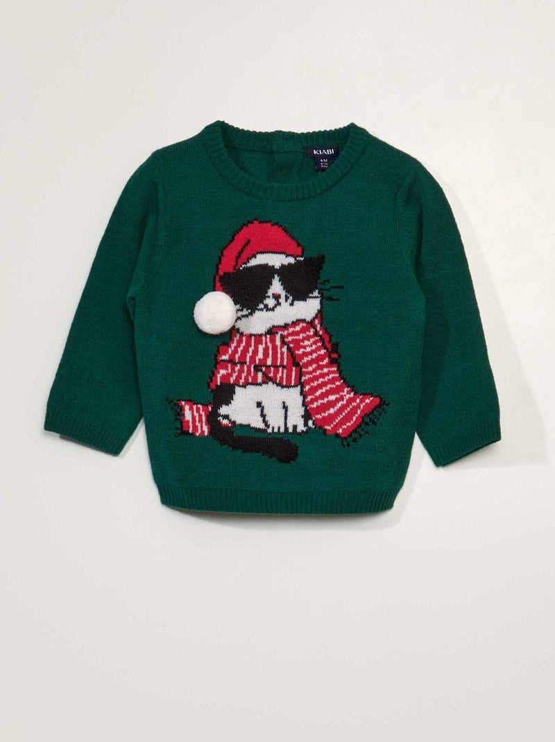 Maglione di Natale con pompon VERDE - Kiabi