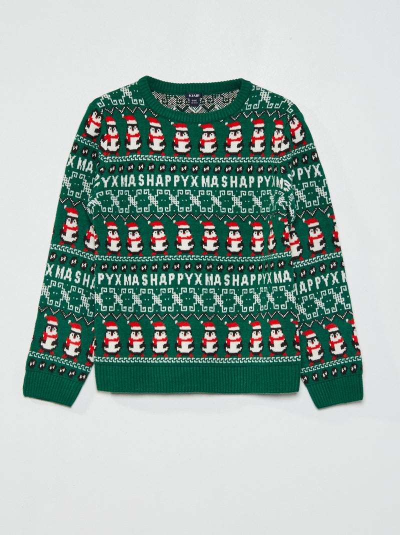Maglione di Natale con stampa pinguino VERDE - Kiabi