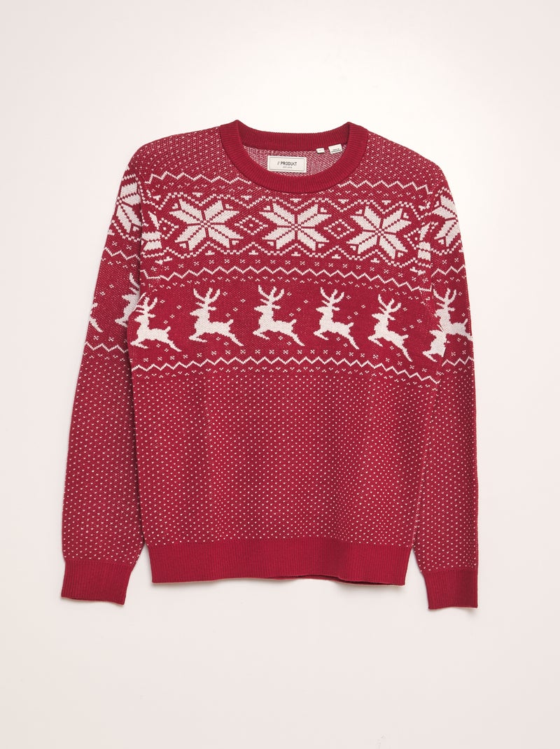 Maglione di Natale jacquard 'Produkt' ROSSO - Kiabi