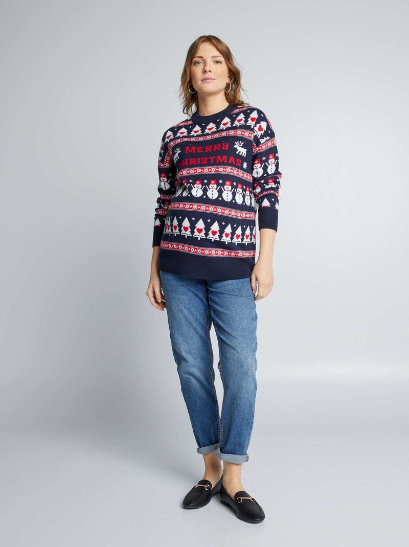 Maglione di Natale premaman in jacquard BLU - Kiabi
