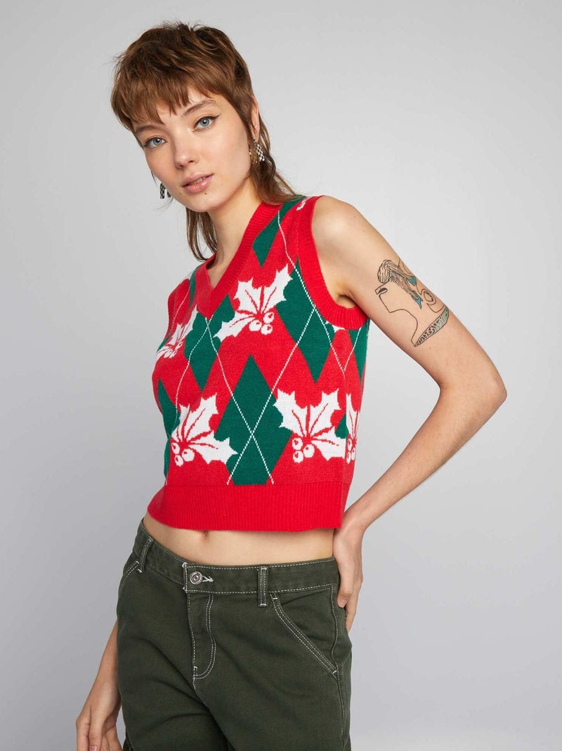 Maglione di Natale senza maniche ROSSO - Kiabi