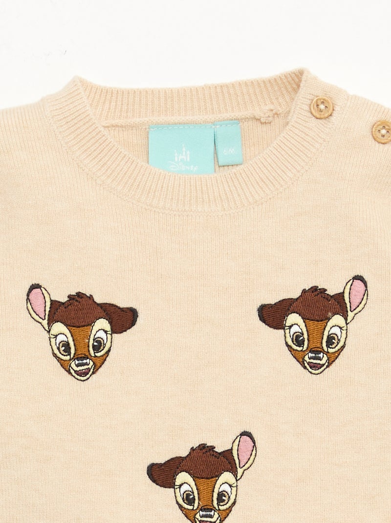 Maglione 'Disney' 'Bambi' in maglia con animazione fantasia Beige - Kiabi