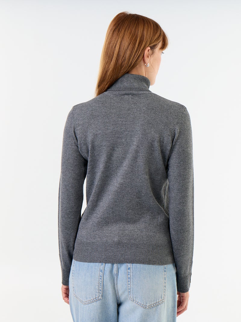 Maglione dolcevita a maglia fine Grigio - Kiabi