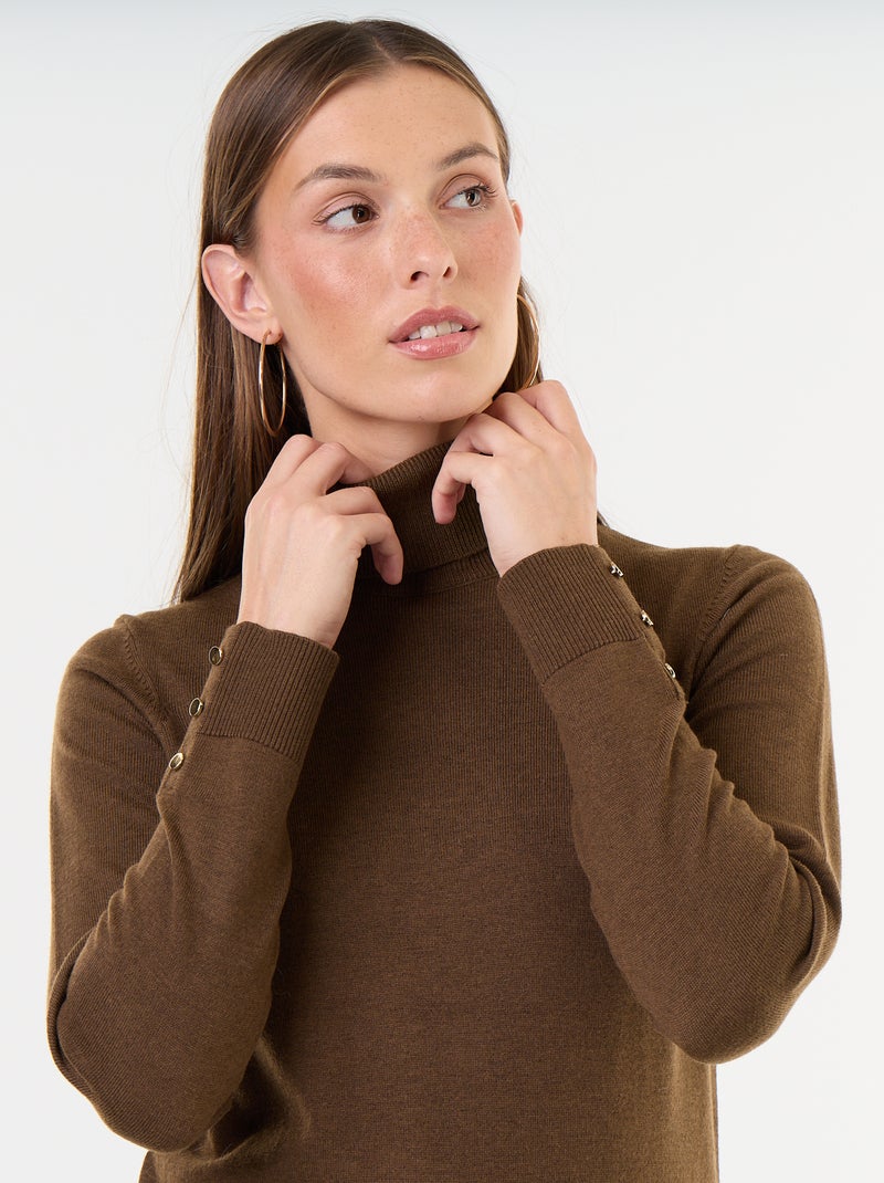 Maglione dolcevita a maglia fine Marrone - Kiabi