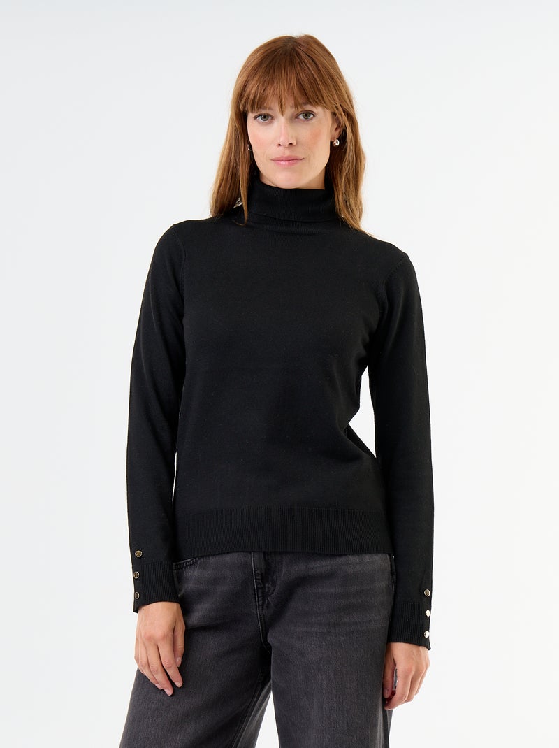 Maglione dolcevita a maglia fine Nero - Kiabi