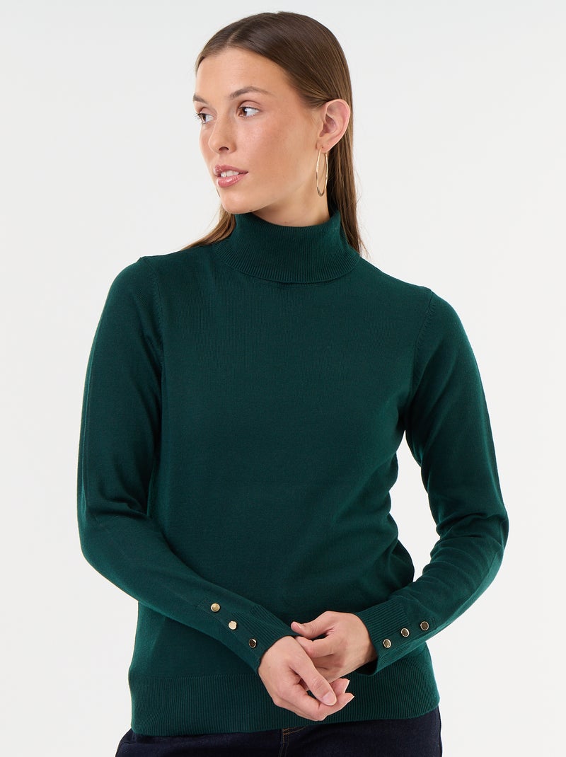 Maglione dolcevita a maglia fine Verde - Kiabi
