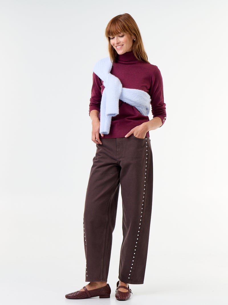 Maglione dolcevita a maglia fine Viola - Kiabi
