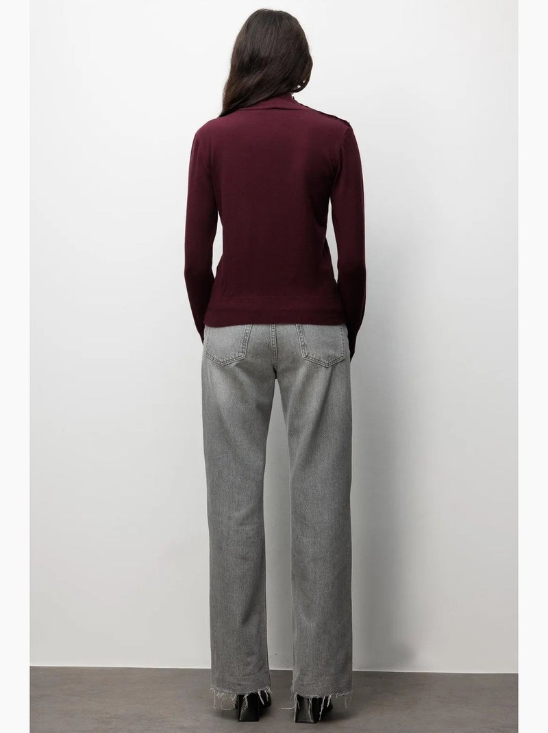 Maglione dolcevita in maglia mixray Rosso bordeaux - Kiabi