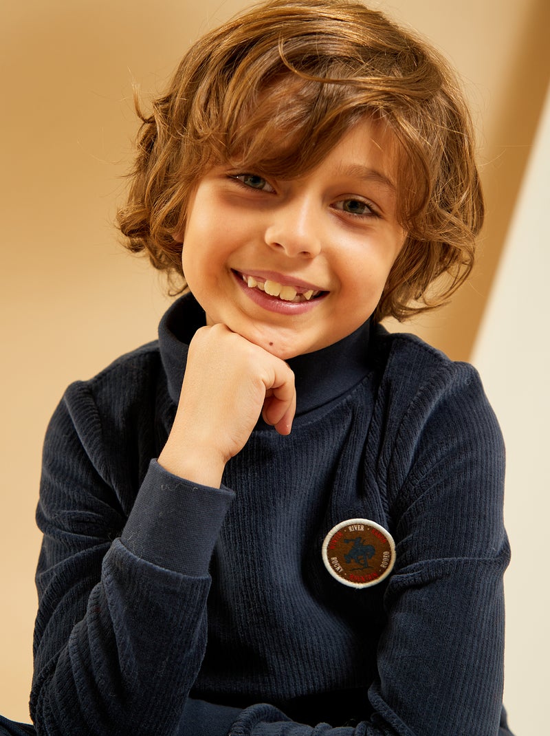 Maglione dolcevita in velluto BLU - Kiabi