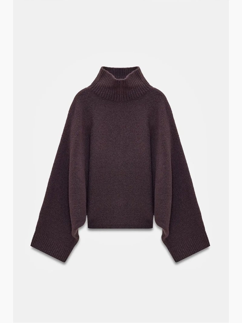 Maglione dolcevita oversize a coste dilvin Marrone cioccolato - Kiabi