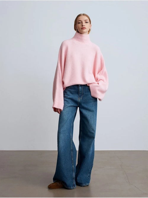 Maglione dolcevita oversize a coste dilvin - Kiabi