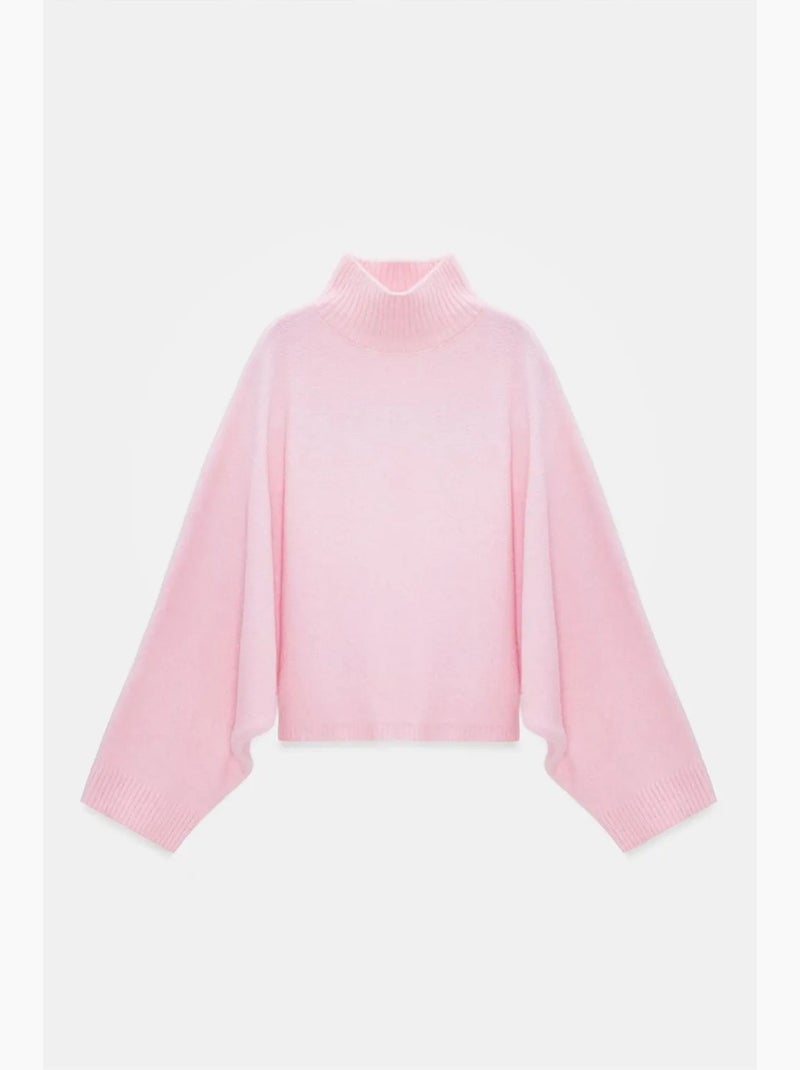 Maglione dolcevita oversize a coste dilvin Rosa chiaro - Kiabi