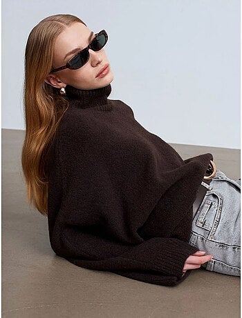 Maglione dolcevita oversize a coste