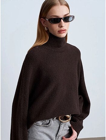 Maglione dolcevita oversize a coste