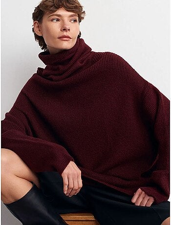 Maglione dolcevita oversize a coste