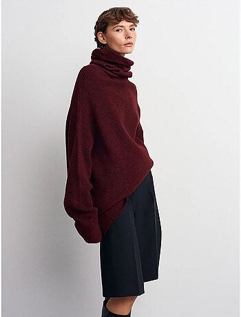 Maglione dolcevita oversize a coste