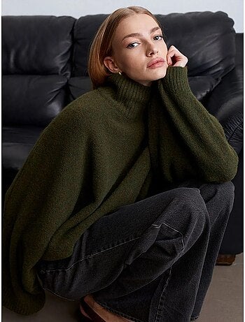 Maglione dolcevita oversize a coste