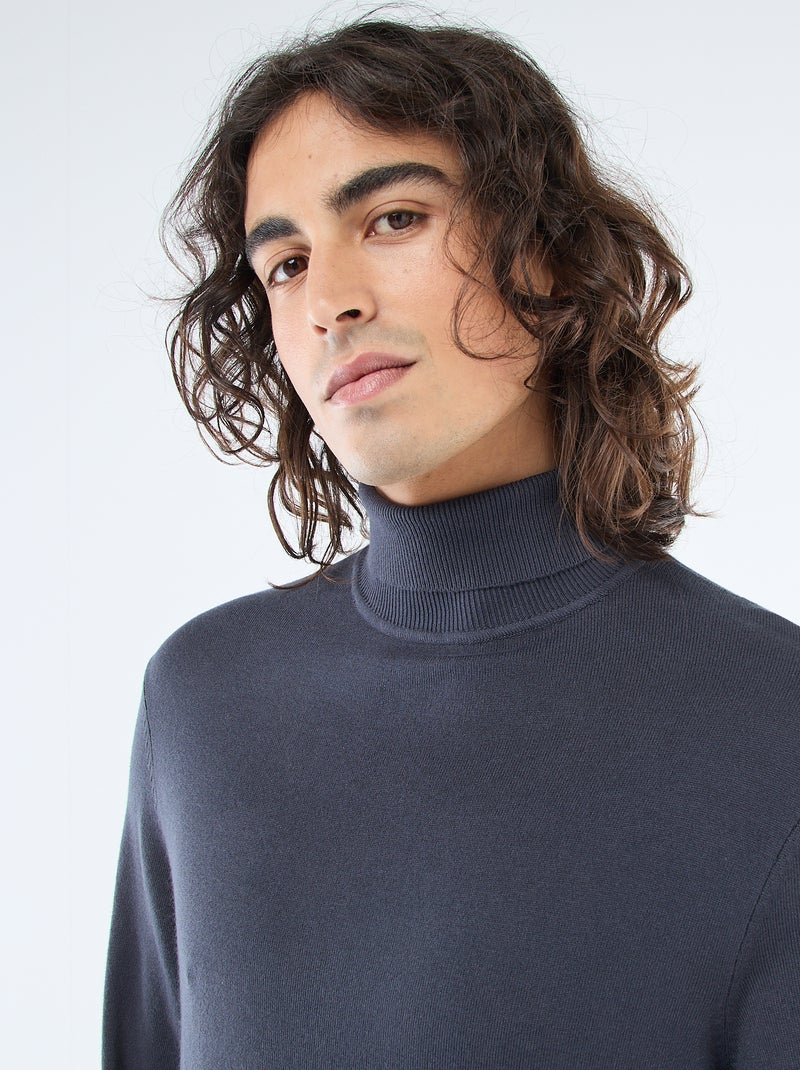 Maglione dolcevita tinta unita Blu - Kiabi