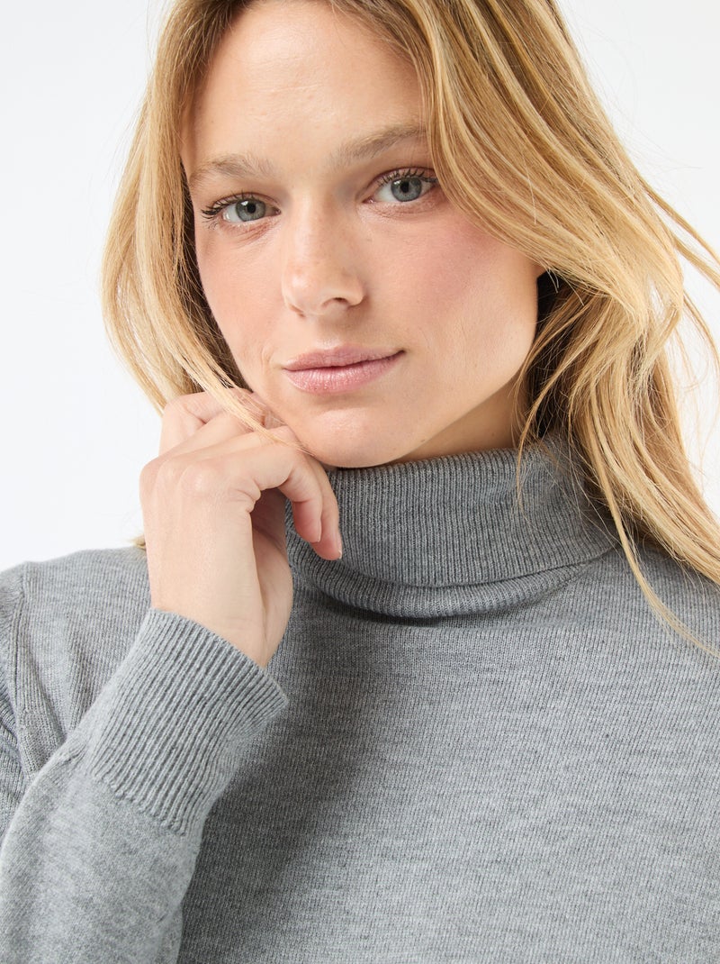 Maglione dolcevita tinta unita Grigio - Kiabi