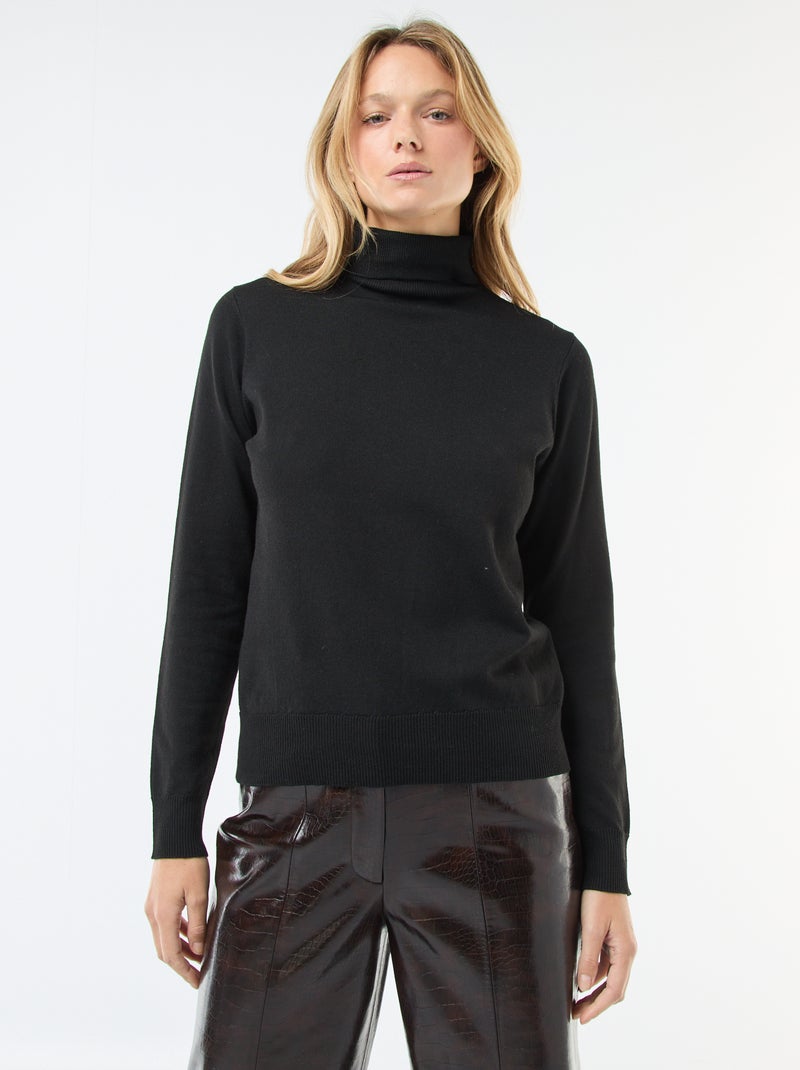 Maglione dolcevita tinta unita Nero - Kiabi