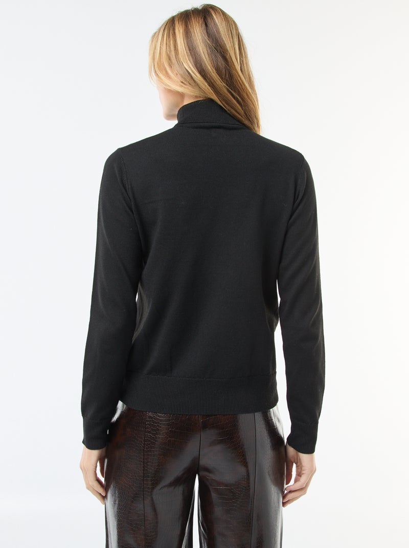 Maglione dolcevita tinta unita Nero - Kiabi