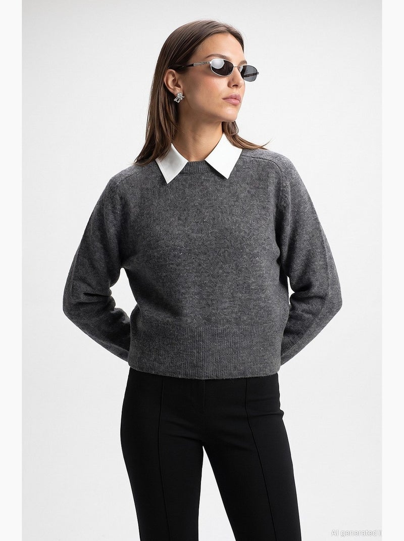 Maglione donna a maglia dilvin Grigio nero - Kiabi