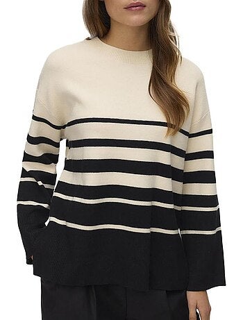 Pullover Donna Vero Moda Saba a Righe /Nero