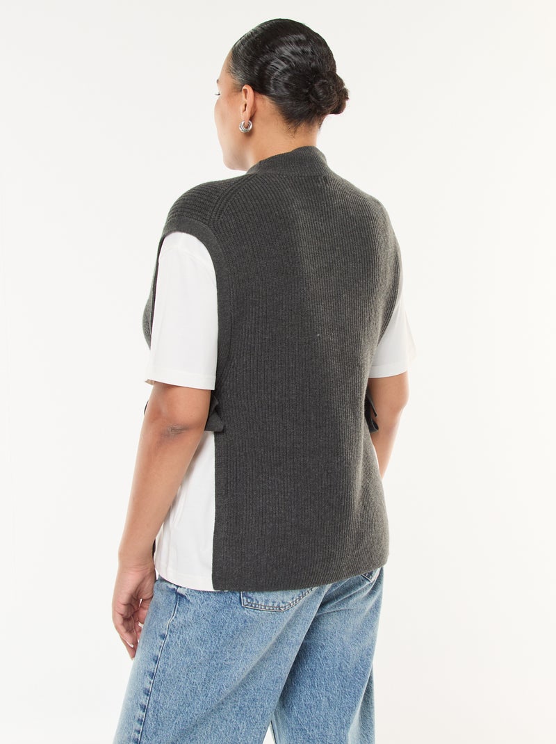 Maglione effetto 2-in-1 con lacci da annodare Grigio - Kiabi
