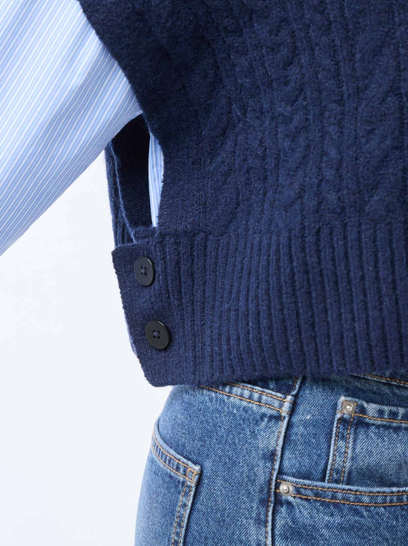 Maglione effetto 2-in-1 maglione + camicia Blu - Kiabi