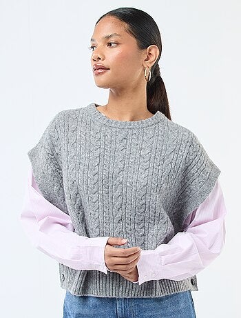 Maglione effetto 2-in-1 maglione + camicia