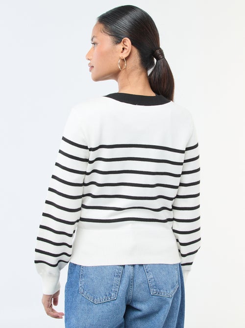 Maglione effetto cardigan incrociato con bottone dorato - Kiabi