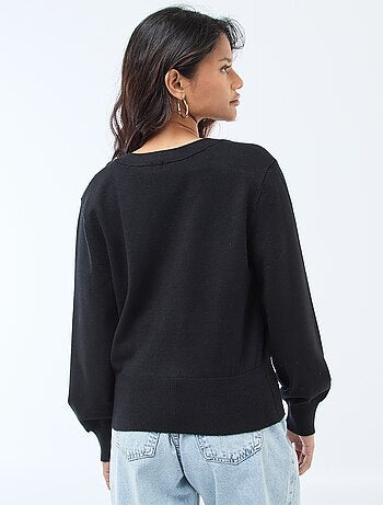 Maglione effetto cardigan incrociato con bottone dorato