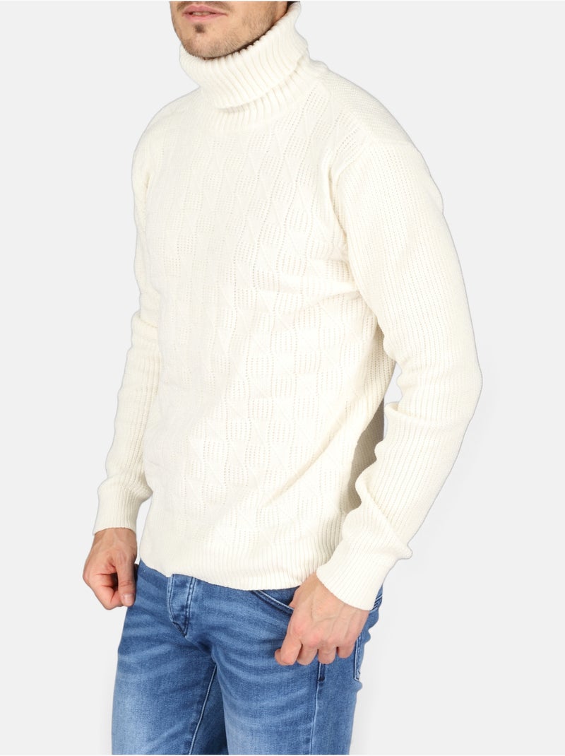 Maglione elegante a collo alto - Kenzarro Bianco - Kiabi