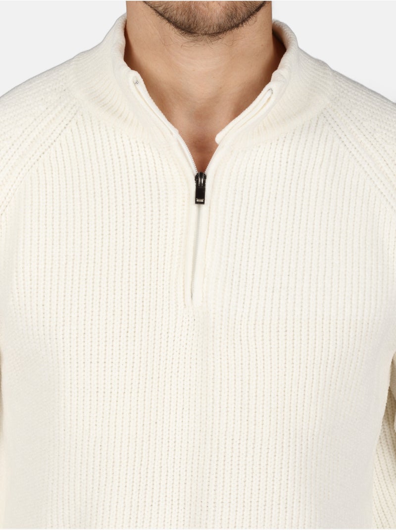 Maglione elegante con cerniera - Kenzarro Bianco - Kiabi