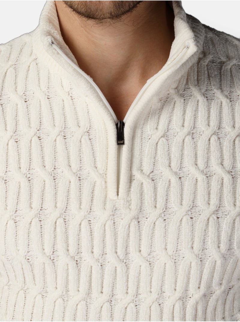 Maglione elegante con cerniera - Kenzarro Bianco - Kiabi