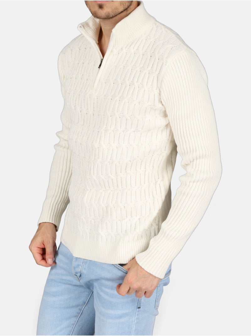 Maglione elegante con cerniera - Kenzarro Bianco - Kiabi