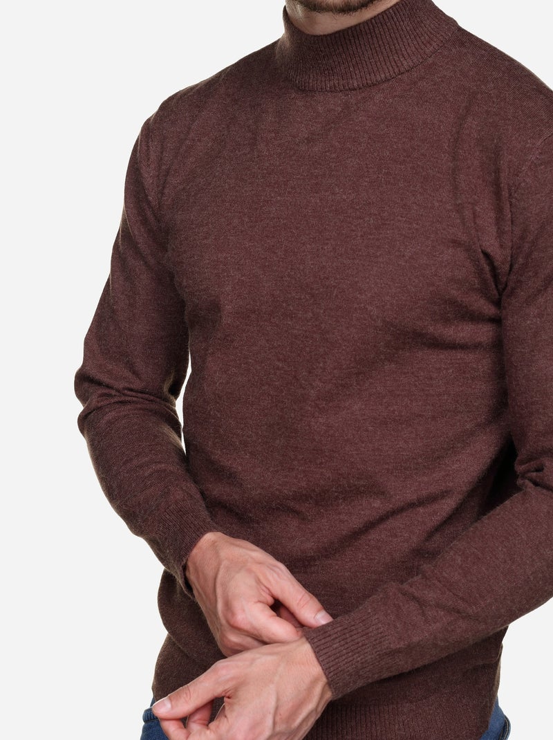 Maglione elegante con collo a camino - Yves Enzo Marrone scuro - Kiabi