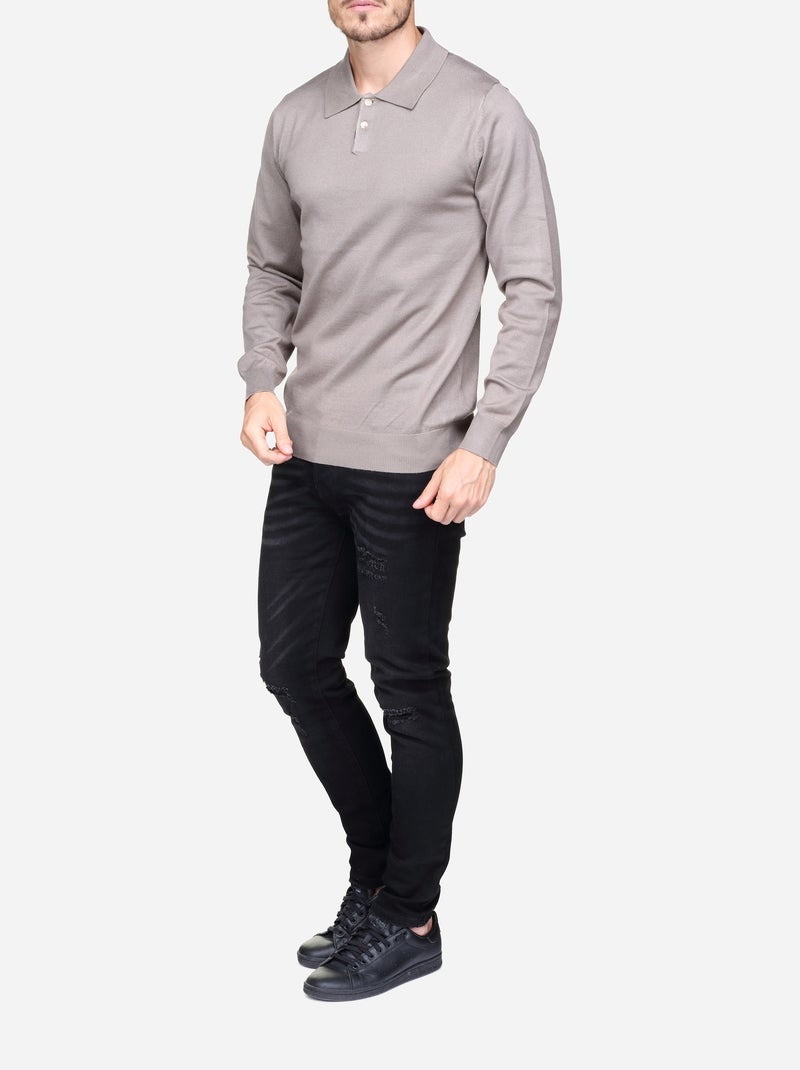 Maglione elegante con collo a polo - Frilivin Tortora - Kiabi