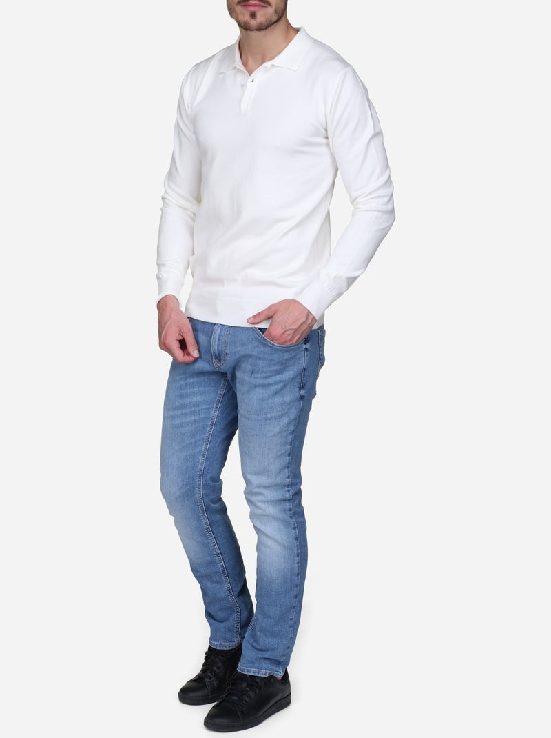 Maglione elegante con collo a polo - Kenzarro Bianco - Kiabi