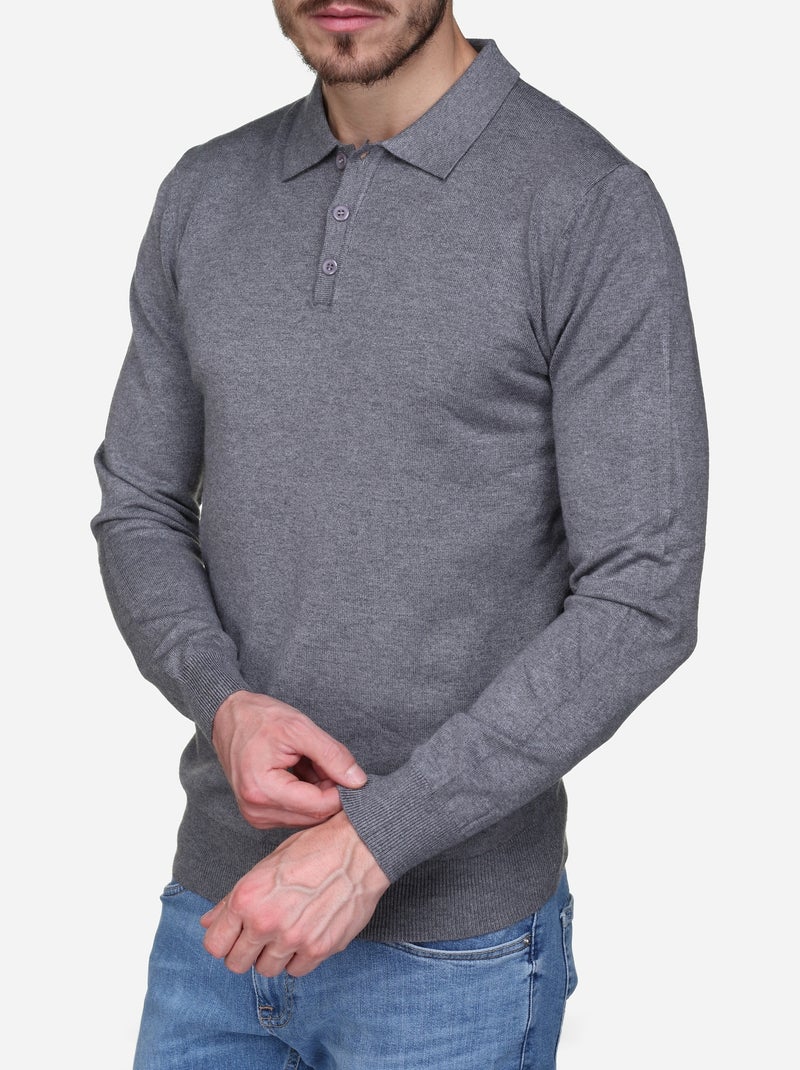 Maglione elegante con collo a polo - Kenzarro Grigio chiaro - Kiabi