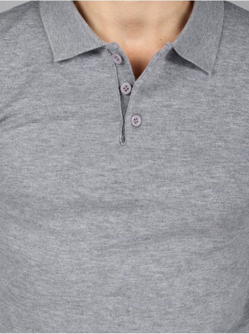 Maglione elegante con collo a polo - Kenzarro Grigio chiaro - Kiabi