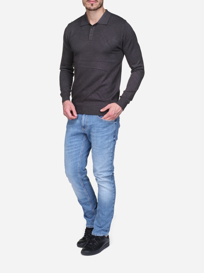 Maglione elegante con collo a polo - Kenzarro Grigio scuro - Kiabi