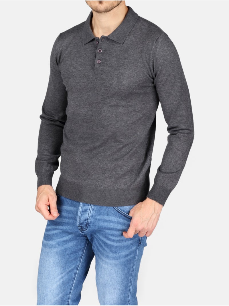Maglione elegante con collo a polo - Kenzarro Grigio scuro - Kiabi