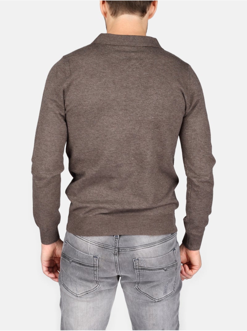 Maglione elegante con collo a polo - Kenzarro Marrone - Kiabi