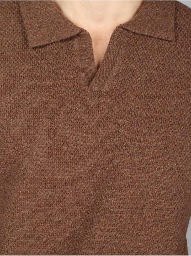 Maglione elegante con collo a polo - Kenzarro Marrone - Kiabi