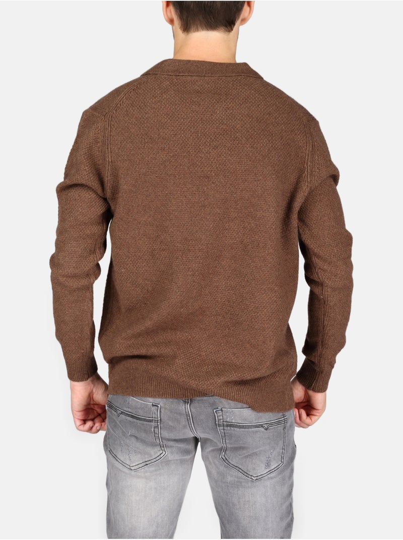 Maglione elegante con collo a polo - Kenzarro Marrone - Kiabi