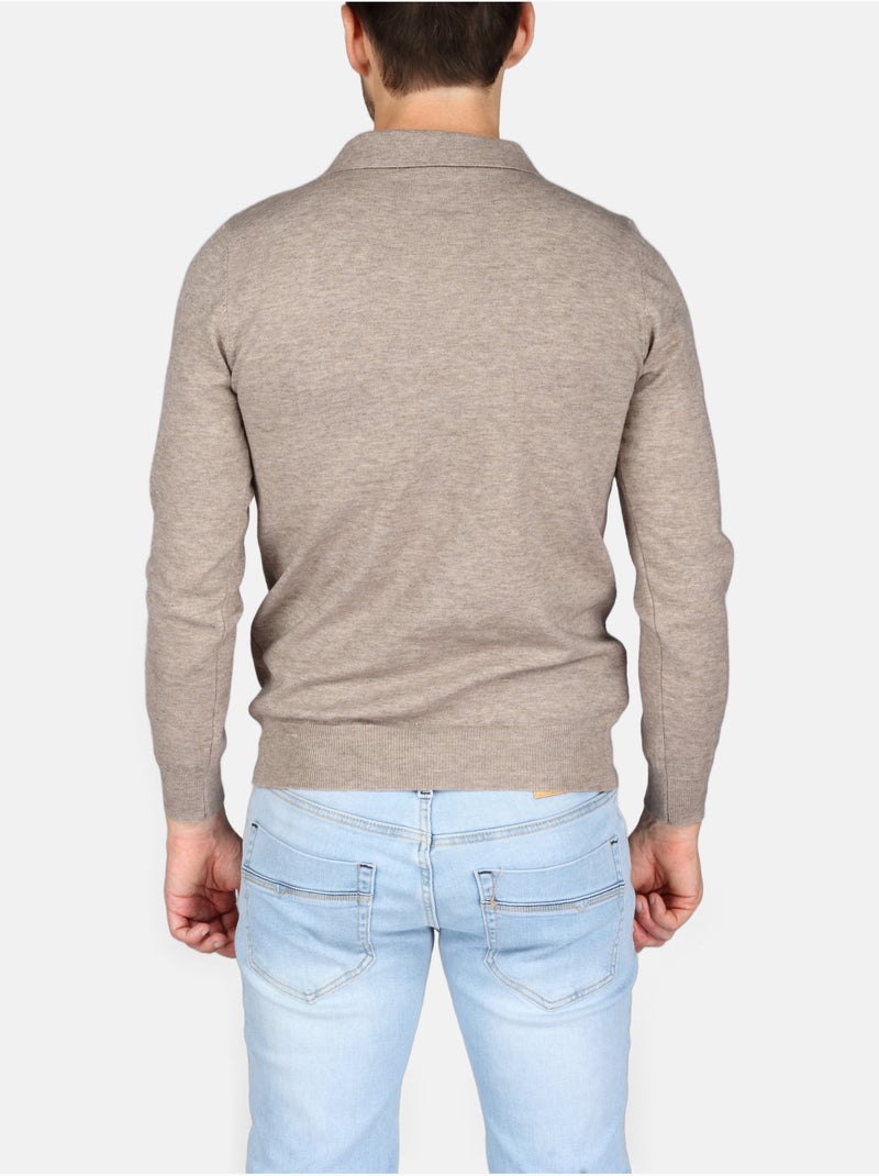 Maglione elegante con collo a polo - Kenzarro Tortora - Kiabi