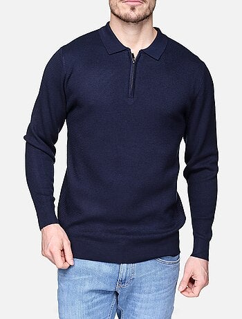 Maglione elegante con collo a polo e zip - Frilivin
