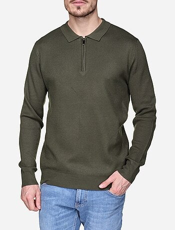 Maglione elegante con collo a polo e zip - Frilivin