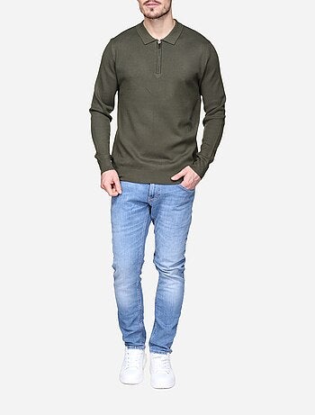 Maglione elegante con collo a polo e zip - Frilivin